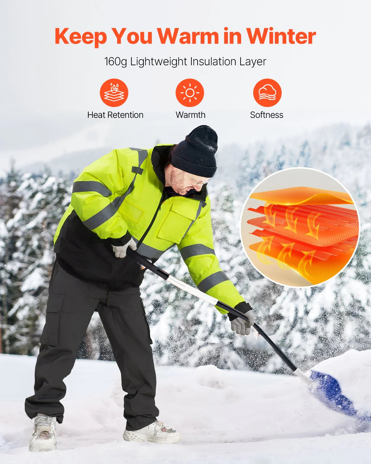 High Visibility Reflective Safety Jacket Waterproof Winter Coat Yellow-Black L