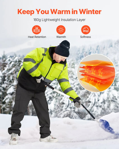 High Visibility Reflective Safety Jacket Waterproof Winter Coat Yellow-Black L