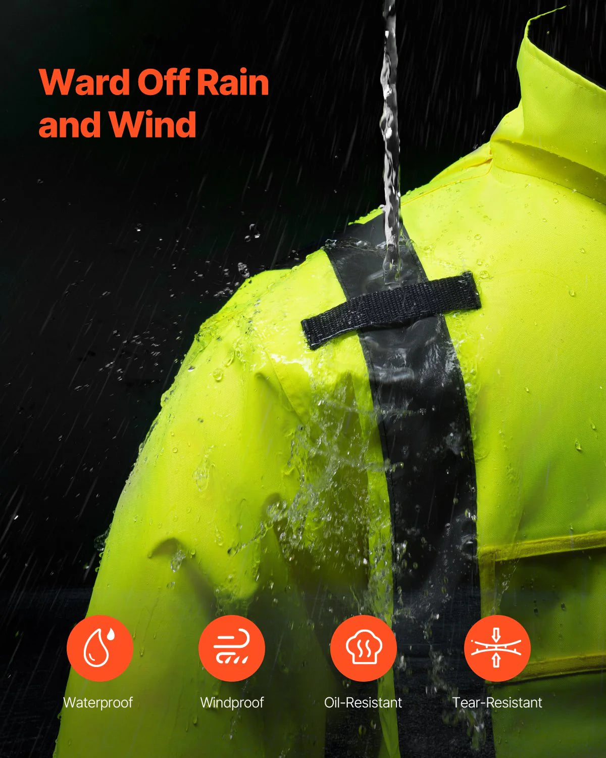 High Visibility Reflective Safety Jacket Waterproof Winter Coat Yellow-Black L