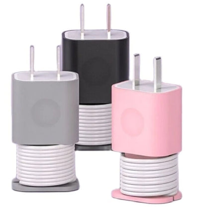 1Pc 2 in 1 Silicone Charger Protector for Iphone 18W/20W Charger Portable Anti-Break Protection Case Convenient Cable Storage