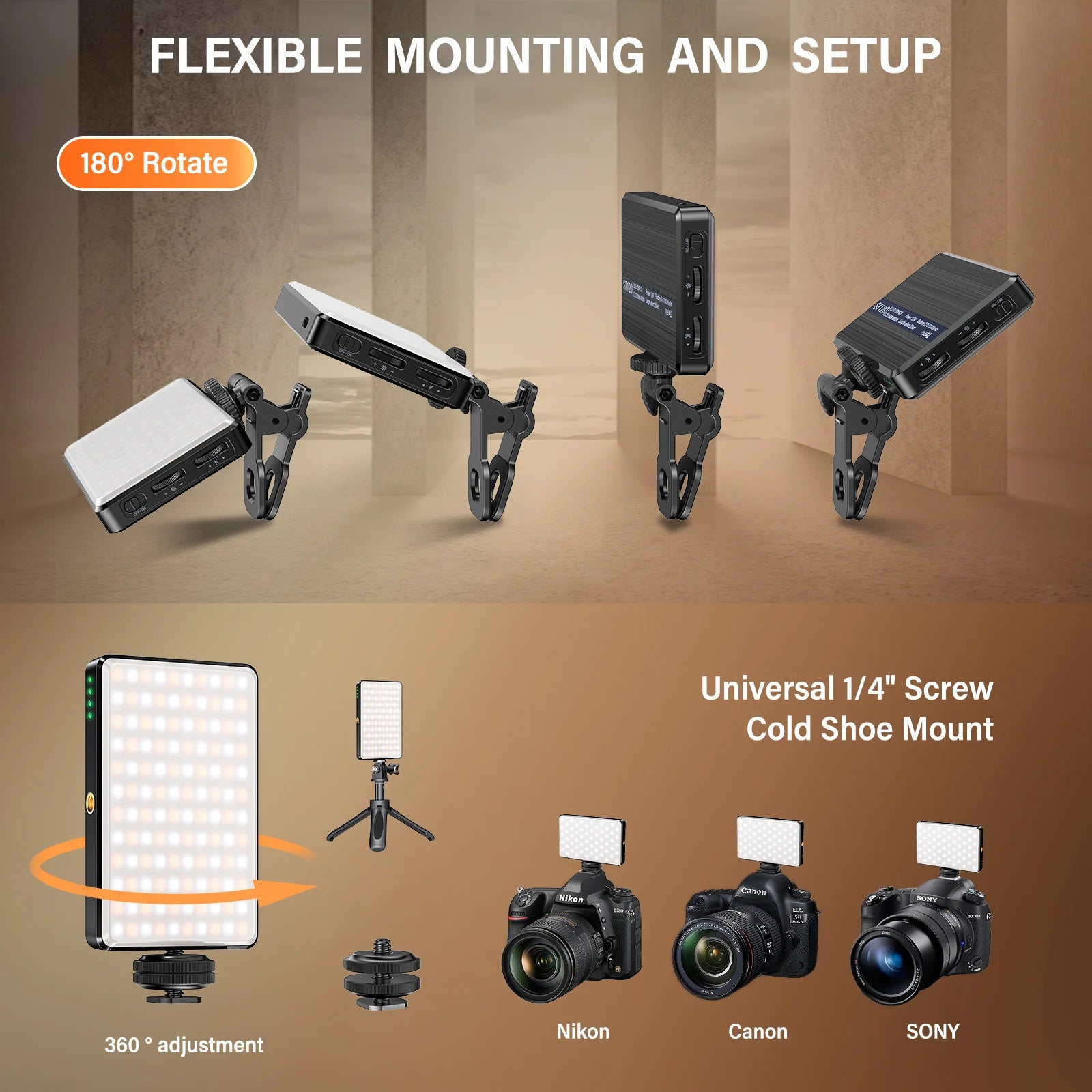 ST-120 LED Video Light Fill Light Rechargeable 3000 Mah Ajusted 3 Light Modes CRI95 Portable Mini Selfie Light 2500-9000K