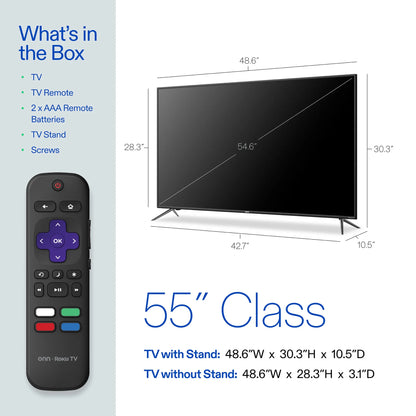 55” Class 4K UHD (2160P) LED Roku Smart Television HDR (100012586)