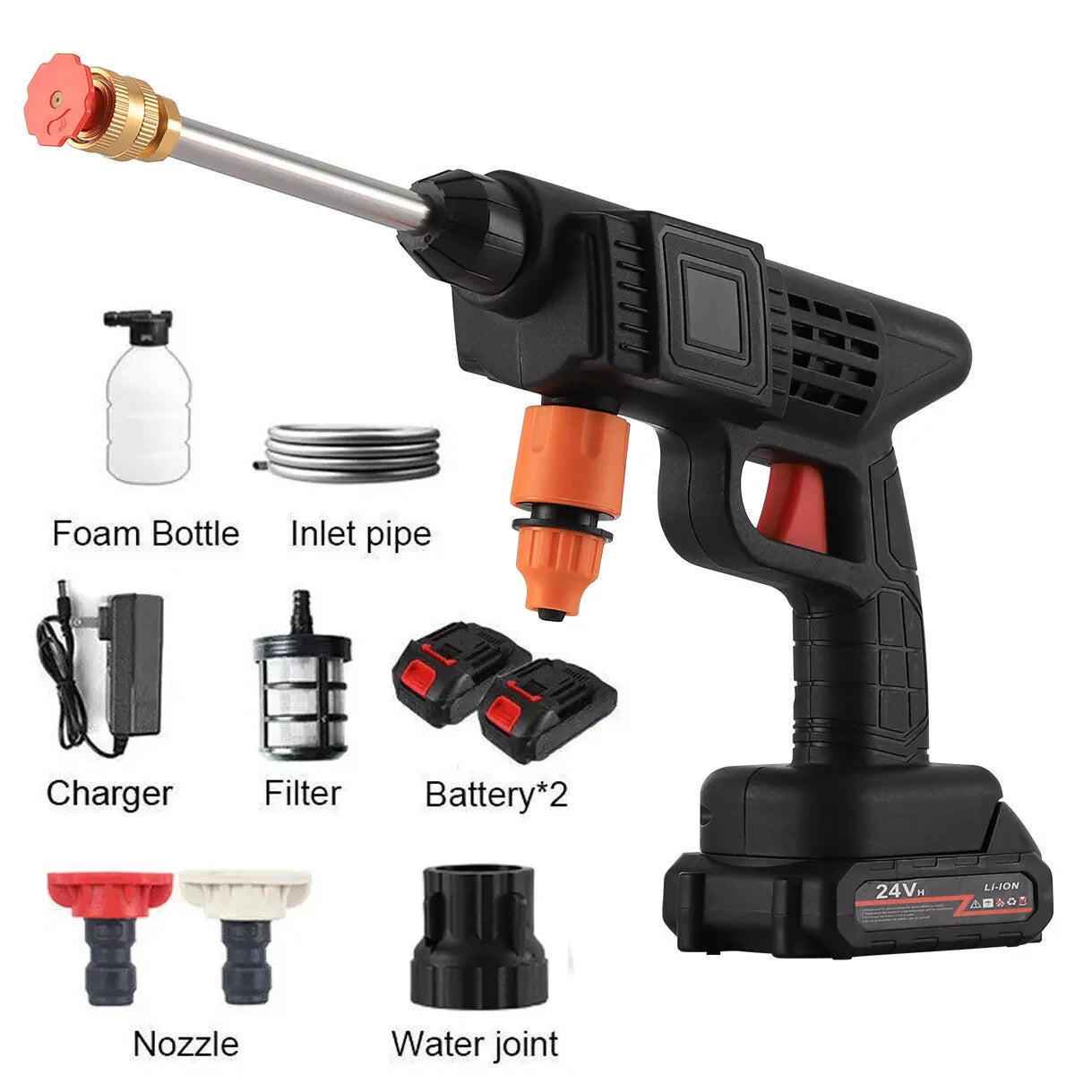 Portable Cordless Electric High Pressure Water Spray Gun Car Washer Cleaner Tool