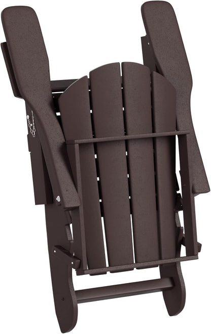 WO Home Furniture Adirondack Chair Outdoor Ottoman Set of 2 PCS Classic Patio Furniture (Dark Brown)