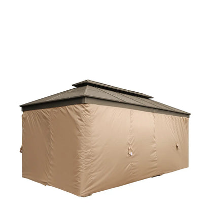 10’ X 20’ Hardtop, Double Tier Steel Roof Patio Gazebo, Mosquito Nets & Curtains Included, TMG-LGZ21