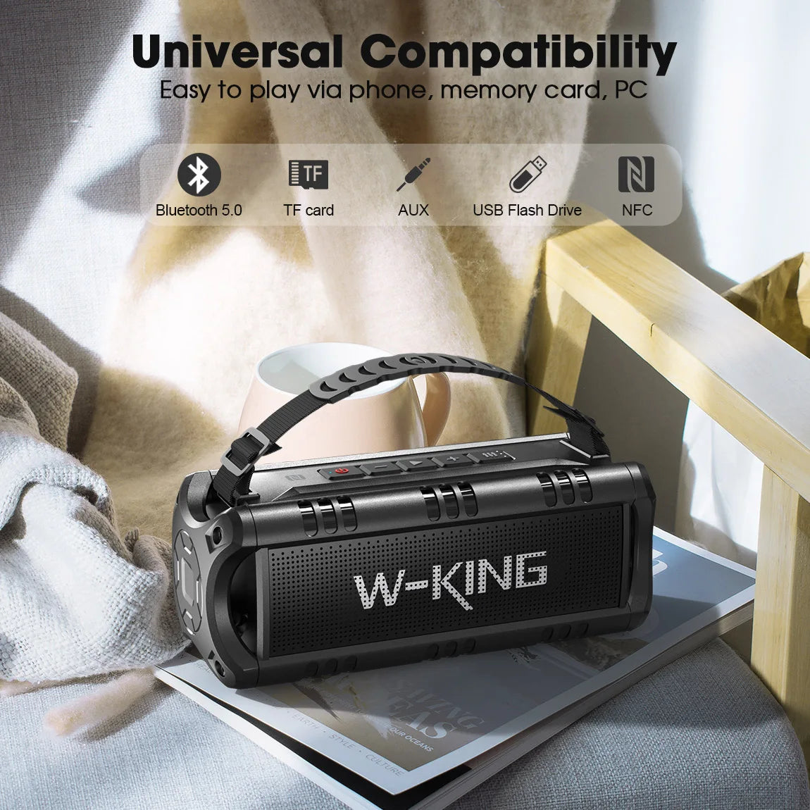 Bluetooth Speaker, 30W Portable Wireless Loud Speakers, IPX6 Waterproof Outdoor Speaker, 24H Playtime, EQ, AUX, TF Card