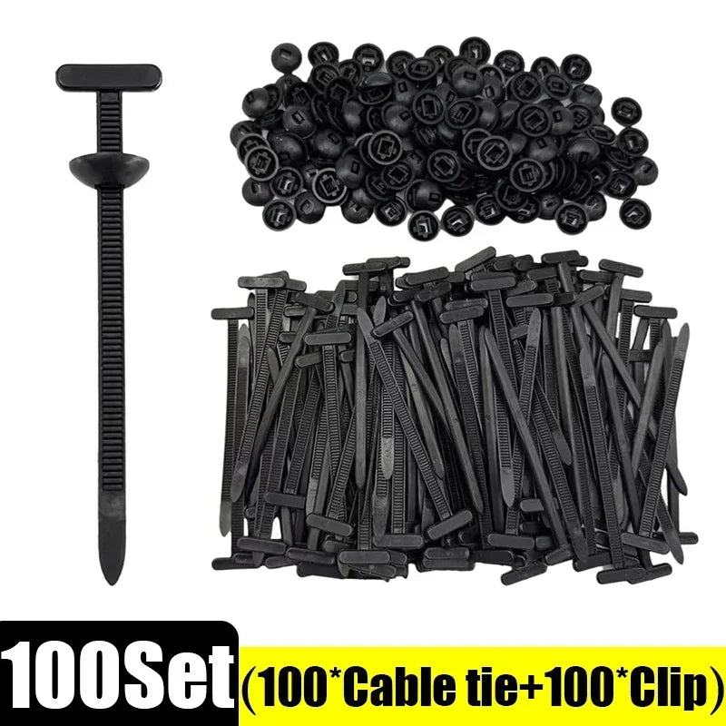 Nylon Cable Tie Buckle Auto Fastener Screw Self-Locking Zip Ties Car Trunk Engine Guard Panel Wire Management Strap Fixed Tools
