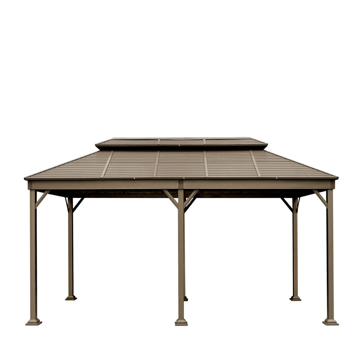 10’ X 20’ Hardtop, Double Tier Steel Roof Patio Gazebo, Mosquito Nets & Curtains Included, TMG-LGZ21