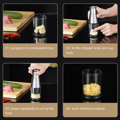 Pressed Garlic Chopper Stainless Steel Manual Garlic Masher Handheld Push Type Garlic Crusher Labor Kitchen Chopper Gadget