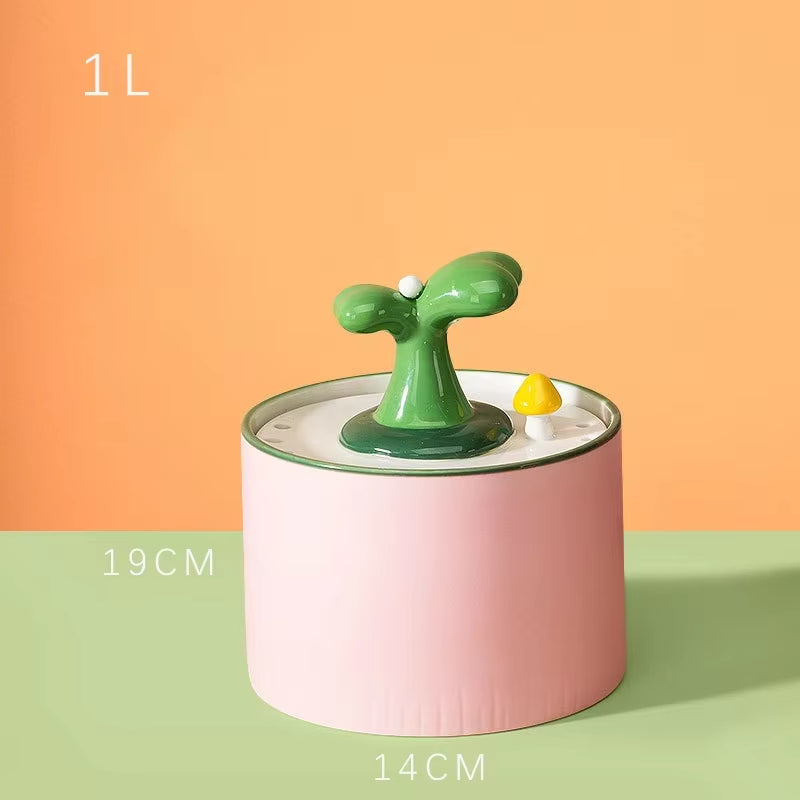 Ceramic Cat Water Fountain Automatic Electric Pet Water Dispenser Dog Filter Drinker Pet Drinking Feeder with Quiet Pump 1.5L