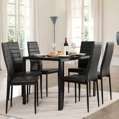 Set of 6 Dining Chairs High Back Kitchen Home Furniture,Pvc