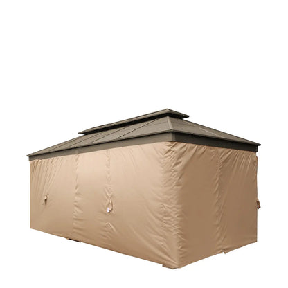10’ X 20’ Hardtop, Double Tier Steel Roof Patio Gazebo, Mosquito Nets & Curtains Included, TMG-LGZ21