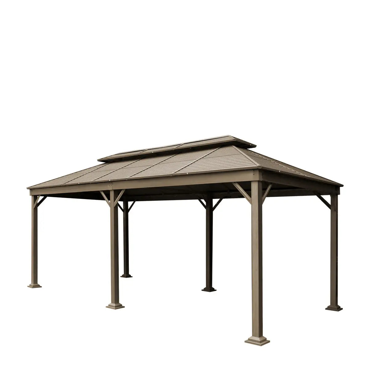 10’ X 20’ Hardtop, Double Tier Steel Roof Patio Gazebo, Mosquito Nets & Curtains Included, TMG-LGZ21