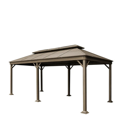 10’ X 20’ Hardtop, Double Tier Steel Roof Patio Gazebo, Mosquito Nets & Curtains Included, TMG-LGZ21