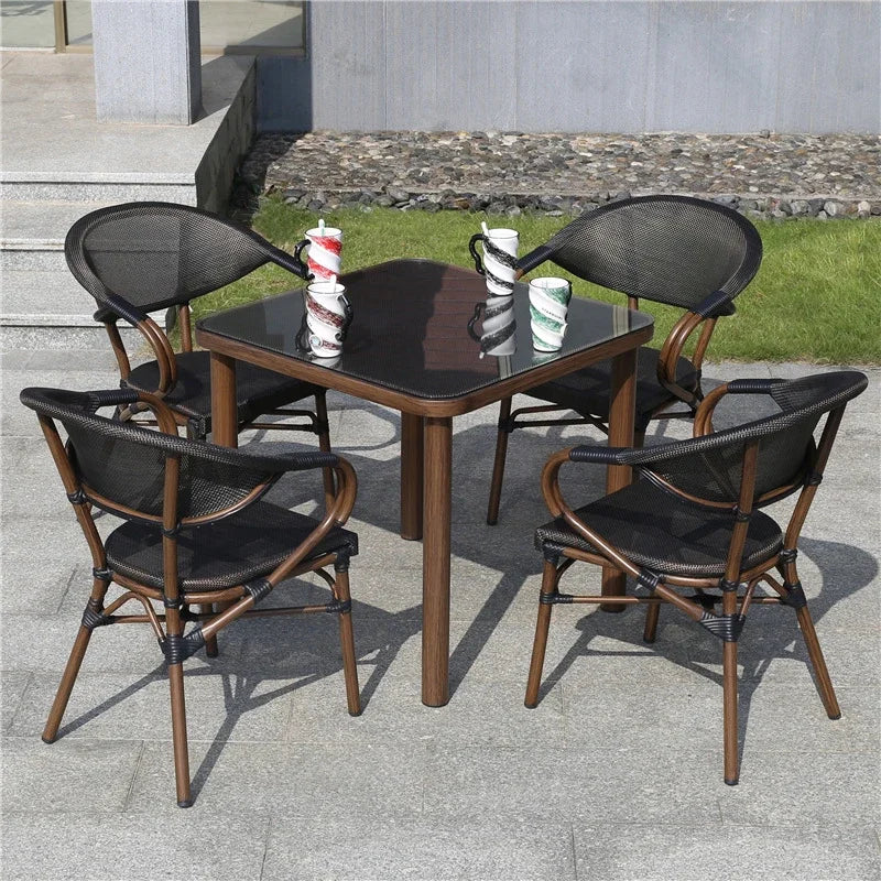 Rattan Garden Courtyard Furniture Outdoor Home Furniture Leisure Balcony Table and Chair Coffee Shop Outdoor Garden and Terrace