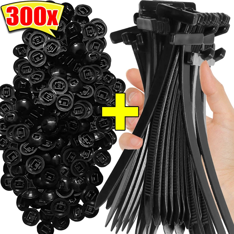 Nylon Cable Tie Buckle Auto Fastener Screw Self-Locking Zip Ties Car Trunk Engine Guard Panel Wire Management Strap Fixed Tools