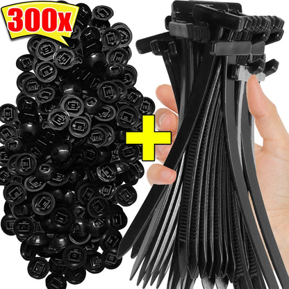 Nylon Cable Tie Buckle Auto Fastener Screw Self-Locking Zip Ties Car Trunk Engine Guard Panel Wire Management Strap Fixed Tools