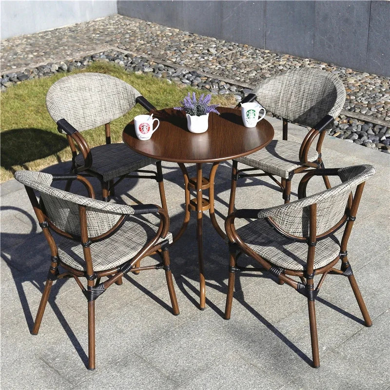 Rattan Garden Courtyard Furniture Outdoor Home Furniture Leisure Balcony Table and Chair Coffee Shop Outdoor Garden and Terrace