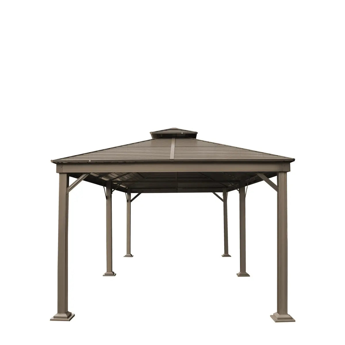 10’ X 20’ Hardtop, Double Tier Steel Roof Patio Gazebo, Mosquito Nets & Curtains Included, TMG-LGZ21