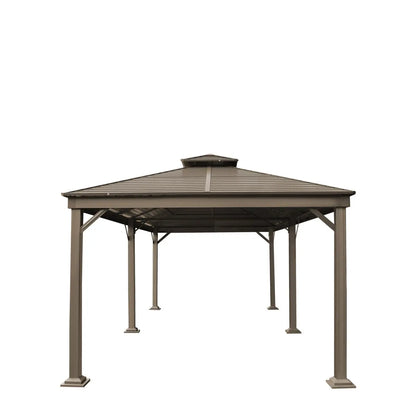 10’ X 20’ Hardtop, Double Tier Steel Roof Patio Gazebo, Mosquito Nets & Curtains Included, TMG-LGZ21