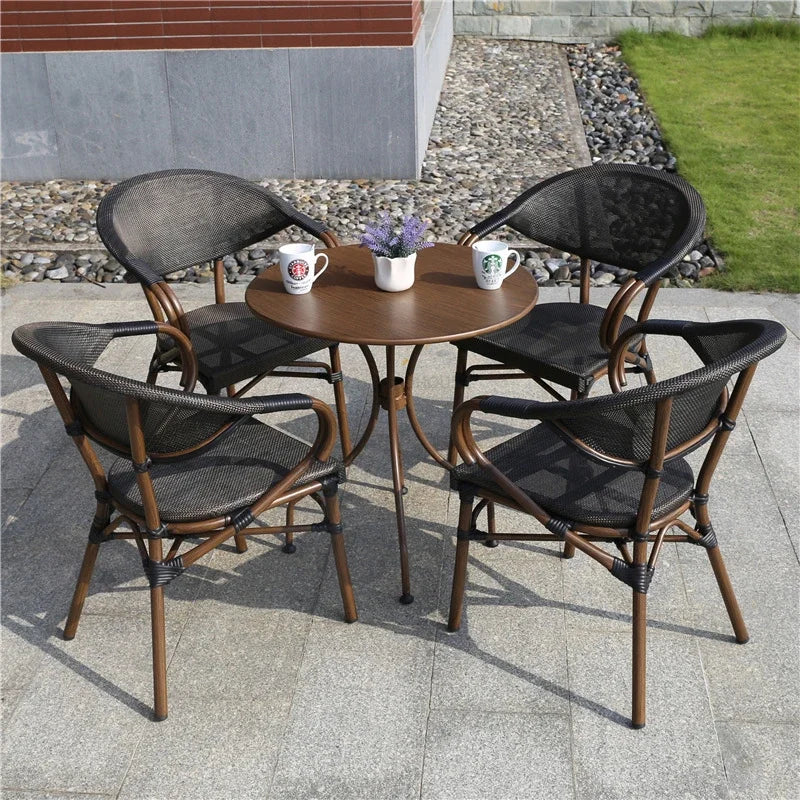 Rattan Garden Courtyard Furniture Outdoor Home Furniture Leisure Balcony Table and Chair Coffee Shop Outdoor Garden and Terrace