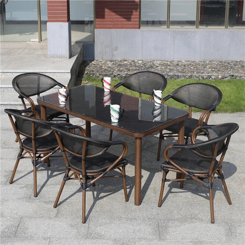 Rattan Garden Courtyard Furniture Outdoor Home Furniture Leisure Balcony Table and Chair Coffee Shop Outdoor Garden and Terrace